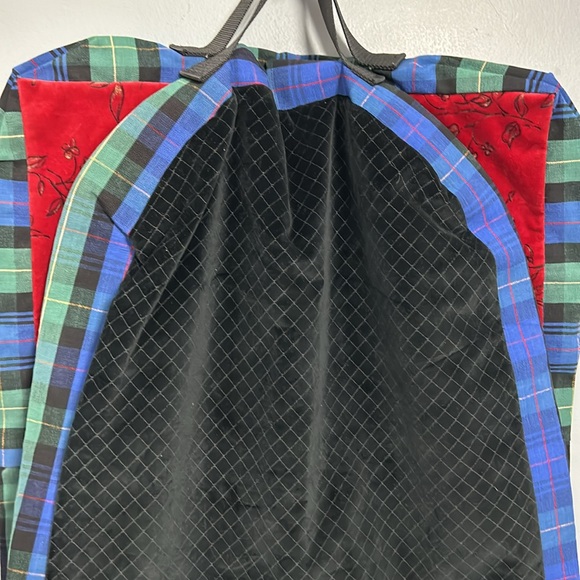 Vintage Nordic House Designs 90s Floral Plaid Velvet Hanging Garment Luggage Bag - Picture 3 of 16